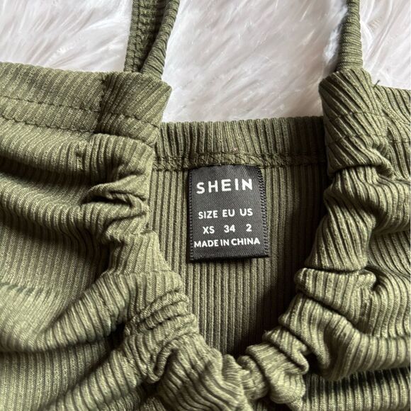 SHEIN Dresses 2 Total Green Cream Stretchy Sexy Womens Size XS - Picture 7 of 9